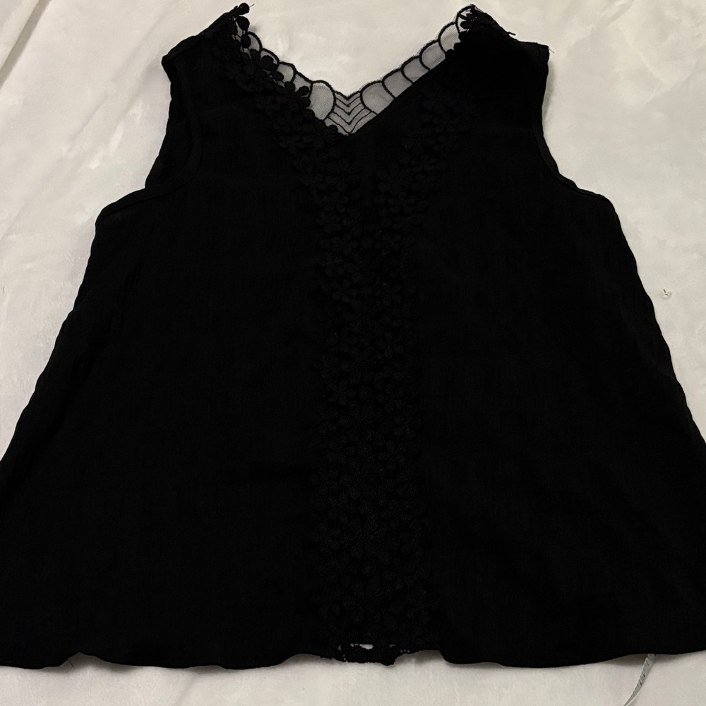 SHEIN Elegant Black Lace Trim Blouse